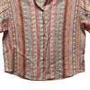 Rachel Zoe  Womens Large 100% Linen Short Sleeve Pink Orange Button Shirt Printed Photo 1