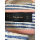 ZARA  Basic Blue Tweed Cotton Striped Cropped Blazer Jacket Size S Photo 5