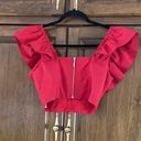 Revolve Lorane Red Ruffle Crop V Neck Top XS Photo 4