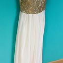 London Dress Company Nude & Gold Sequin Maxi Dress Gown Size 6 Photo 4