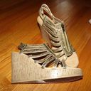 Aerosoles  cork wedge 4 inch heel gladiator zip front sandal 10 Excellent Photo 0