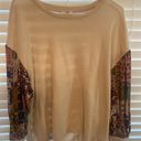 Umgee Waffle Knit Top With Patterned Sleeves Photo 0