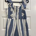 Peach Love Blue And White Stripe Romper With Pockets Photo 2