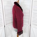 Danny & Nicole  Faux Fur Trim Blazer Jacket Maroon Red 6 Photo 2