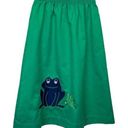 American Vintage Vintage 1970s Retro High Waist Frog Midi Skirt Applique Green Funky Boho Indie Photo 0