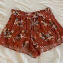 American Eagle Floral Printed Elastic Drawstring Flowy Tulip Hem High-Rise Shorts Photo 0