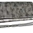 Sondra Roberts  CLUTCH HANDBAG Silver Black Clutch Crossbody Faux Suede Purse Photo 0