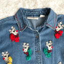 Dress Barn  Blue Denim Reindeer Holiday Christmas Button Front Shirt Women's 1X Photo 4