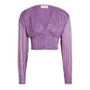 Rococo  Sand Button-Embellished Metallic Georgette Blouse in Purple/Gold Photo 3