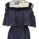 Jason Wu  GREY Navy and White Polka Dot Off Shoulder Ruffle Fit and Flare Dress S Photo 2