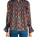 Elan  Brown Geo Foil Bell Sleeve Blouse Size Small NWT Photo 13