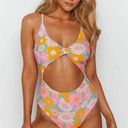 One Piece New 9.0 Swim Jada Cut Out  Retro Floral Swimsuit Bathing Suit Size 4 Photo 0