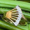 Vintage 18K HGE Gold plated Clear Stone Fan Ring Size 7 Photo 1