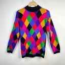 Rafaella Vintage  Angora Argyle Harlequin Mock Neck Oversized Sweater Women S 90s Photo 0