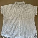 Orvis  Easy Printed Short-Sleeved Camp Shirt Blue Stripe 100% cotton L Photo 1