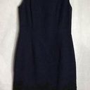 Rebecca Taylor   Navy Blue Sleeveless Fit & Flare W/ Black Lace Around The Bottom Photo 0