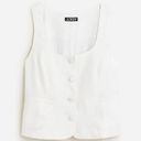 J.Crew  Scoop Neck Linen Blend Cropped Vest White Size 0 BZ393 New Photo 6