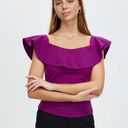 Ted Baker  Frill Detail Bardot Top Ruffle Purple NWT Ted Size 0 US Women's 2 Photo 0