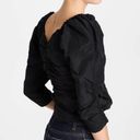 Something Navy  Black Ruched Puff Shoulder Blouse. Size S Photo 10