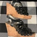 Guess Genuine Leather Platform Wedge Sandals Black Sz 9.5 Excellent Condition Photo 0