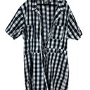 Press Big Bud  Short Sleeve Jumpsuit Size 6XL Gingham Romper Cotton Black White Photo 2