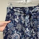 Angie  Boho Wide Leg Pull On Pants in Blue Floral - Size M Photo 3