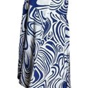 CAbi  Skirt Women 8 Lombard White Blue Geometric Swirl A-Line Office Artsy Preppy Photo 1