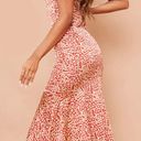 Pretty Little Thing Red Leopard Print Frill Hem Midi Dress Photo 0