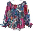 Chic Me  Womens Floral Print Cold Shoulder Puff Sleeve Tie Front Top Blouse Size S Photo 1