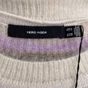 VERO MODA New  Grace Stripe Sweater Fuzzy Crewneck Pullover Birch Purple Photo 14