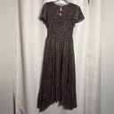 Kensie  Black and Bronze Metallic Smocked Midi Dress Photo 4