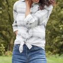 Matilda Jane  x Joanna Gaines Button Down Shirt White Gray Size Small Photo 2