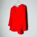 Tuckernuck  Red Hollis V-Neck Puff Sleeve Top Shirt Blouse Size S Photo 5