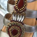 Comfort view beaded silver sandals size 8 Photo 9