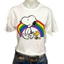 Snoopy Woodstock Rainbow Peanuts Crop Top MEDIUM White T Photo 0