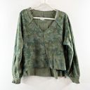 Pilcro  Reworked Popover V-Neck 100% Cotton Sweatshirt Green Camo Print Medium Photo 3