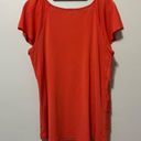 AB Studio  Coral Orange Floral Short Flutter Sleeve Blouse Size M Photo 1