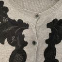 CAbi  Applique Cardigan style 100 Gray Black Crochet Cotton Button Down Sweater S Photo 9