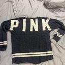 Victoria's Secret PINK  Women's Long Sleeve Gray And Black Graphic Tee Size XS Photo 3