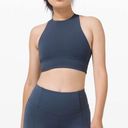 Lululemon Energy Bra Long Line High Neck Tough Iron Blue Size 4 Photo 0