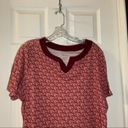 White Stag  Pink Floral Print V Neck Short Sleeve Top 2X Photo 4