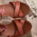 blowfish  Brown Faux Leather Cork Wedge Sandals Size 9 Photo 10