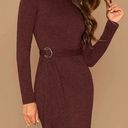 Maroon Ring Belted knit Bodycon Dress Red Size M Photo 3