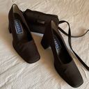 DKNY Rich Brown fabric chunky heeled pumps with matching  purse Photo 0