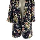 ZARA  Satin Floral Printed Open Front Long Blazer Jacket Women Green Size XS Photo 3