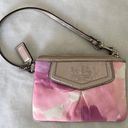 Coach Wristlet Madison Pink Floral Watercolor and Silver Metallic Coin Pouch Photo 0