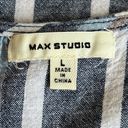 Max Studio  Linen Cotton Blend Striped Sleeveless Shirt Size Large Photo 2