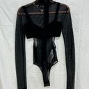 Herve Leger Hervé Léger Sheer Long Sleeve Turtleneck Bra Bodysuit Black Women's Size XXS Photo 5