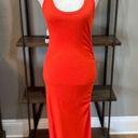 The Range  Alloy Rib Cinched Bodycon Midi Dress Fuego Red Orange Womens Medium Photo 6