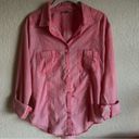 Roxy  Pink Sleeve Lightweight Long / Tab Button Down Shirt Size XL Photo 5